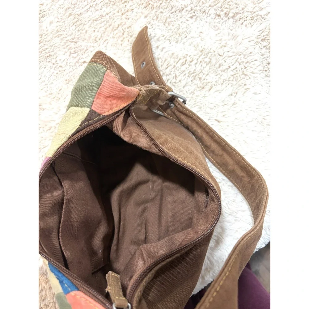 Patchwork Y2K Vintage Boho 2000s Hobo Bag Multicolor Faux Suede Shoulder Purse